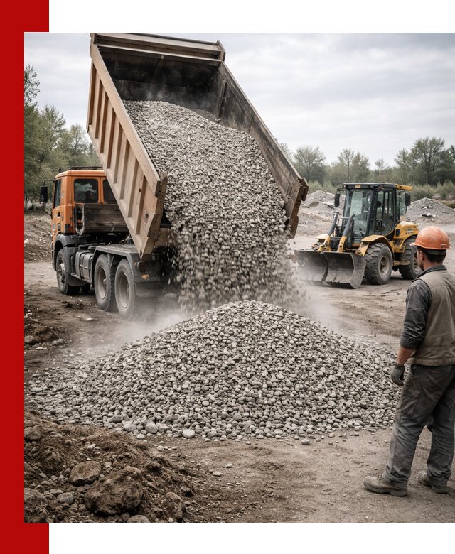 Доставка щебня в Череповце крупными и мелкими фракциями