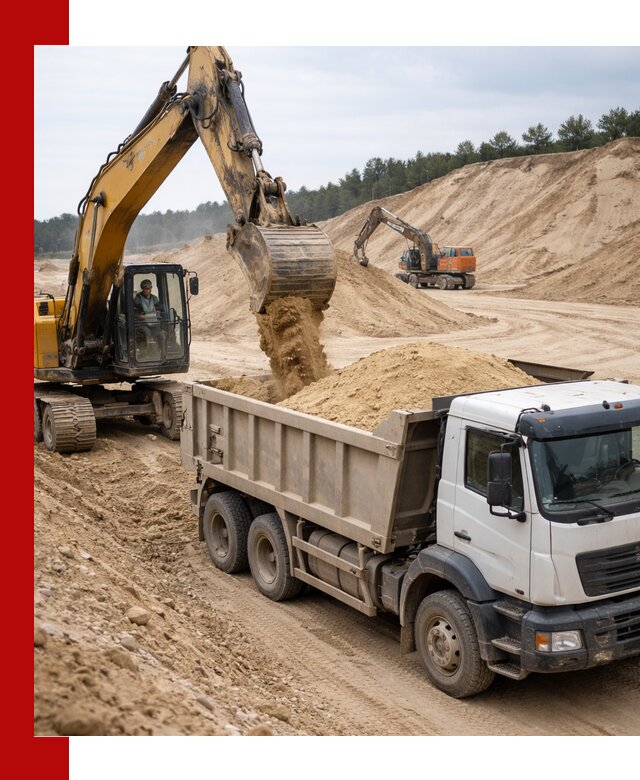 Доставка карьерного песка с самосвалами и разгрузкой в Череповце