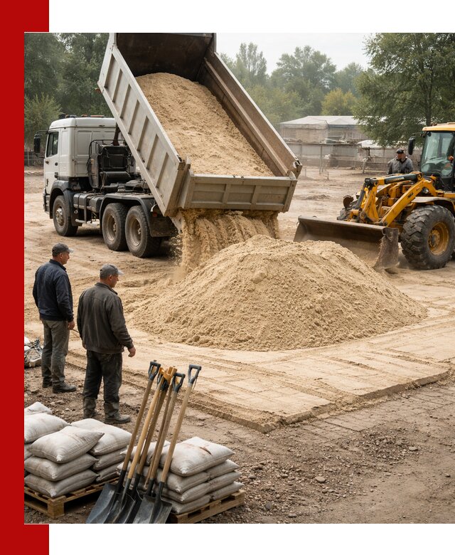 Доставка мытого песка в Череповце с самосвалами по выгодной цене