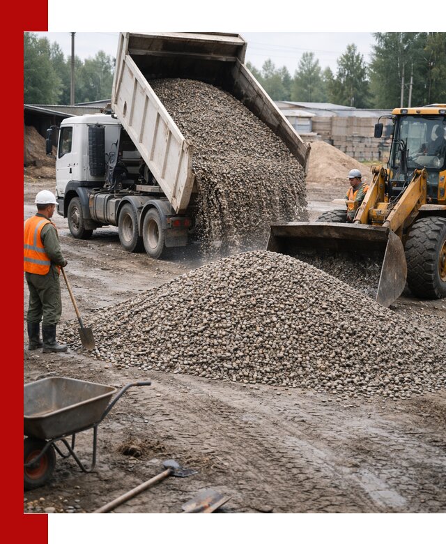 Мытый гравий с доставкой в Череповце от карьера до участка