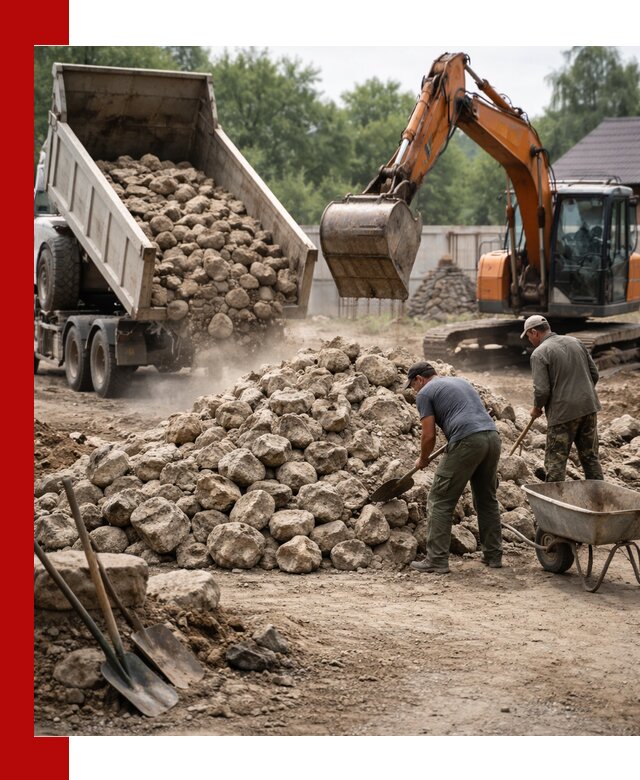 Доставка и разгрузка бутового камня в Череповце