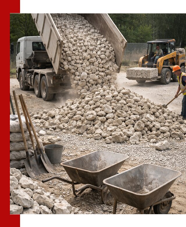 Доставка и продажа бутового известнякового камня в Череповце