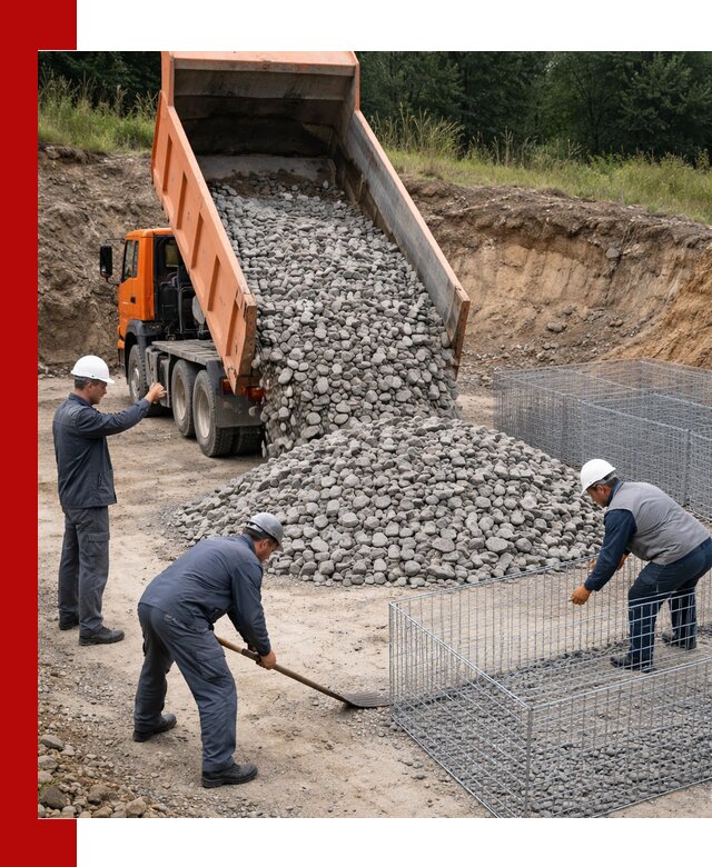 Камень для габионов с доставкой в Череповце быстро и надёжно