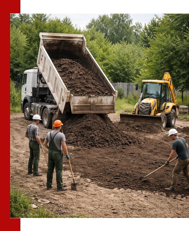 Доставка и укладка грунта для выравнивания участка в Череповце