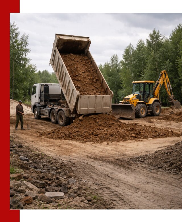 Доставка суглинка самосвалами в Череповце подсыпка и планировка