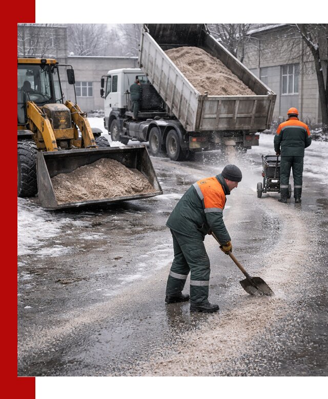 Реагент против гололеда с доставкой и нанесением в Череповце
