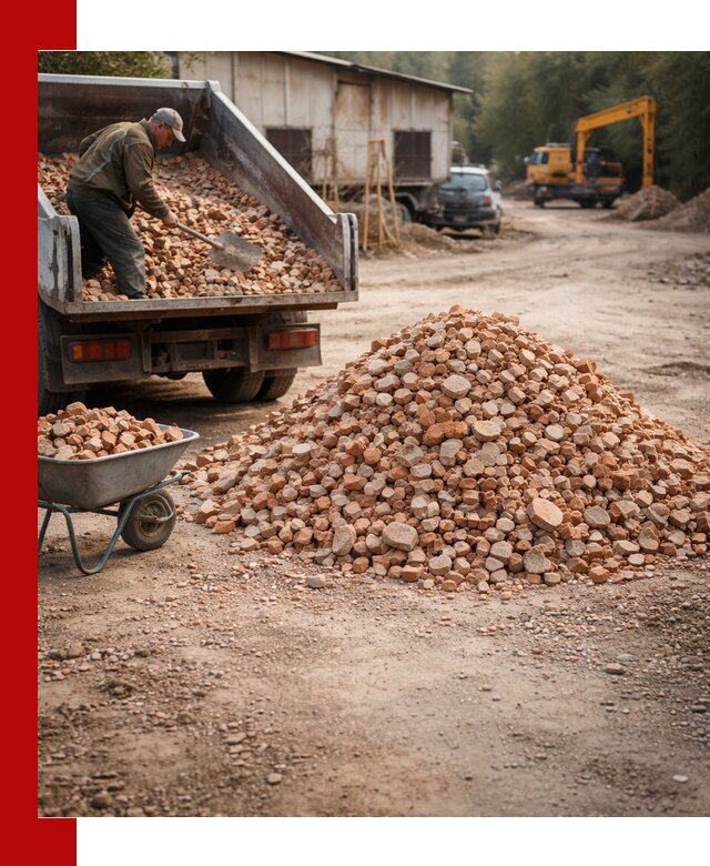 Доставка и подушка из боя кирпича с разгрузкой в Череповце