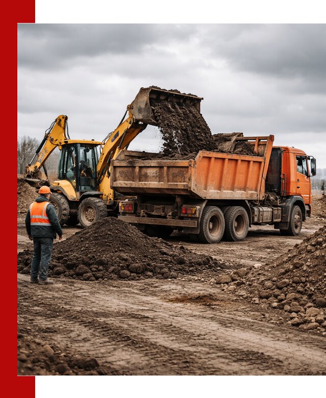 Вывоз грунта и строительного мусора в Череповце грузовыми самосвалами