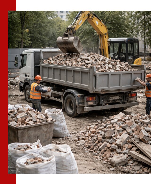 Вывоз строительного мусора в Череповце с самосвалами и контейнерами