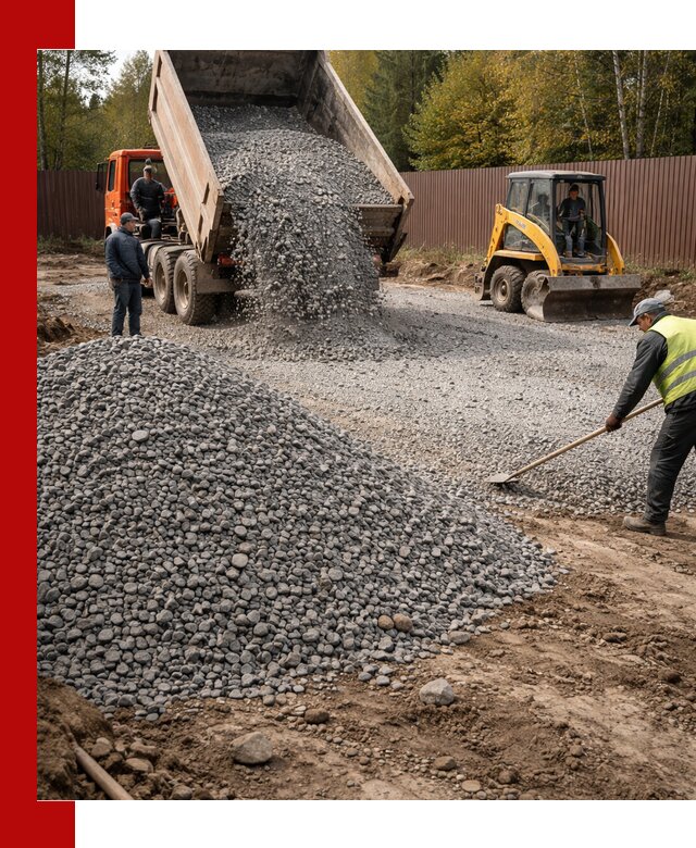 Отсыпка участка щебнем с доставкой и уплотнением в Череповце